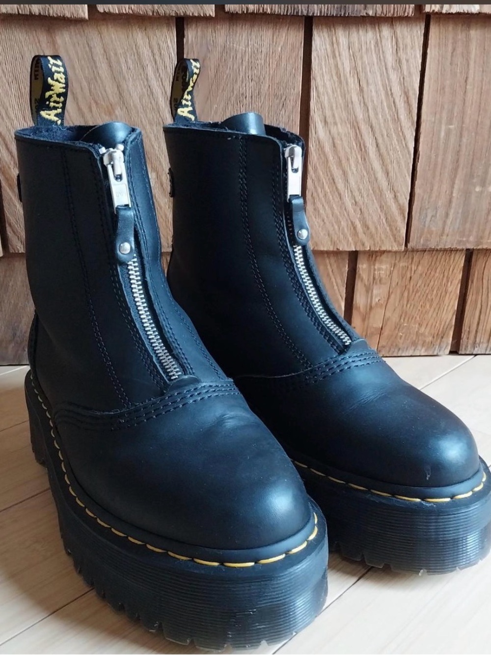 Doc Martens Platform Black Leather Boots #goth #airwave #chunkysole #drmartens - Picture 2 of 4